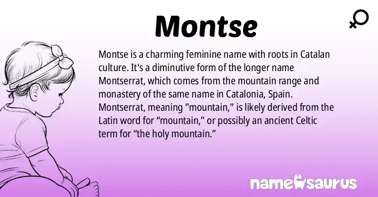 Infographic about Montse name meaning, Montse is a name from Catalan origin(s).