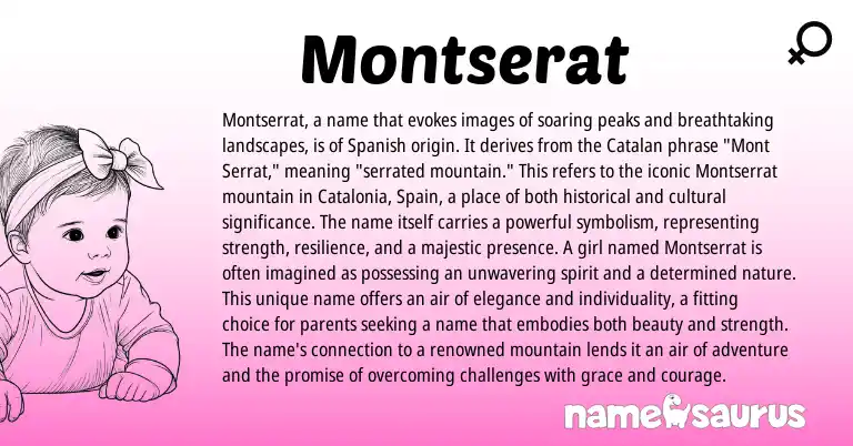 Infographic about Montserat name meaning, Montserat is a name from Catalan origin(s).