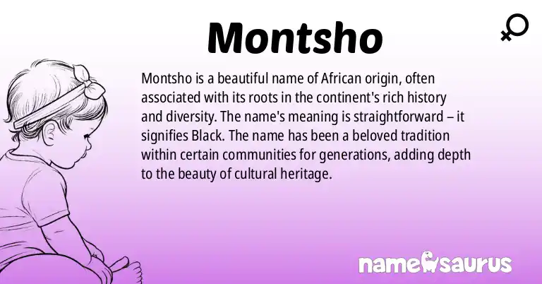 Infographic about Montsho name meaning, Montsho is a name from African origin(s).