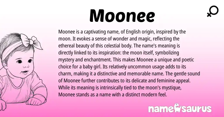 Infographic about Moonee name meaning, Moonee is a name from Other origin(s).