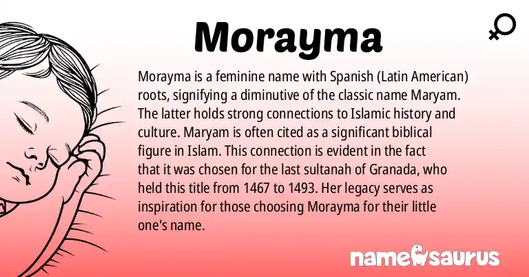 Infographic about Morayma name meaning, Morayma is a name from History, Spanish (Latin American) origin(s).
