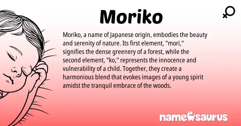 Infographic about Moriko name meaning, Moriko is a name from Japanese origin(s).