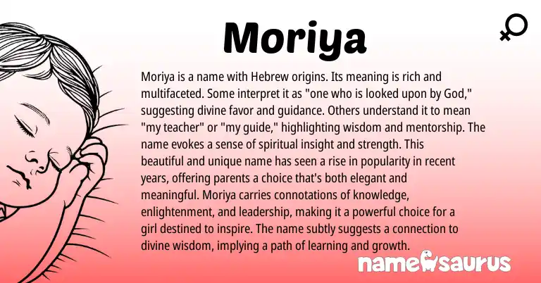 Infographic about Moriya name meaning, Moriya is a name from Hebrew origin(s).