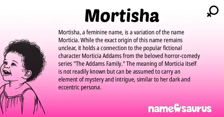 Infographic about Mortisha name meaning, Mortisha is a name from N/A origin(s).