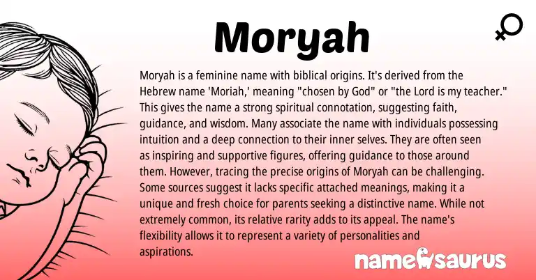 Infographic about Moryah name meaning, Moryah is a name from Hebrew, Biblical origin(s).