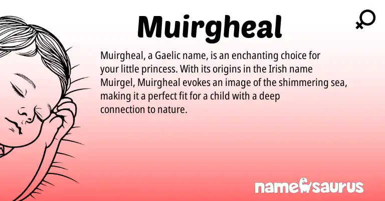 Infographic about Muirgheal name meaning, Muirgheal is a name from Irish, Gaelic origin(s).
