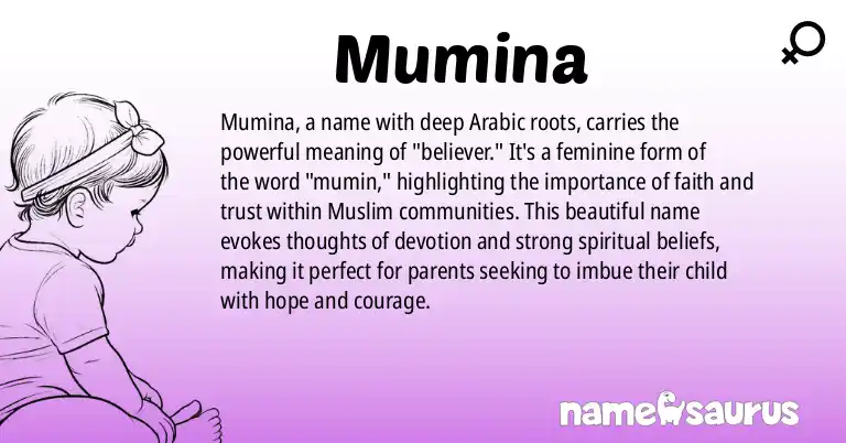 Infographic about Mumina name meaning, Mumina is a name from Arabic origin(s).