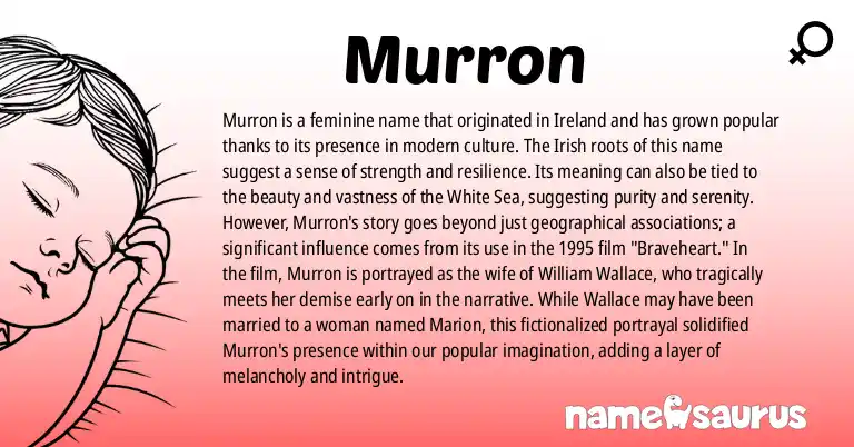 Infographic about Murron name meaning, Murron is a name from Popular Culture, Irish origin(s).