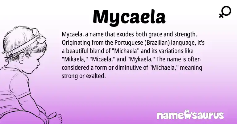 Infographic about Mycaela name meaning, Mycaela is a name from Portuguese (Brazilian) origin(s).