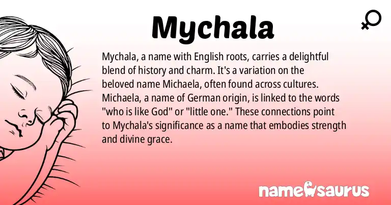 Infographic about Mychala name meaning, Mychala is a name from English origin(s).