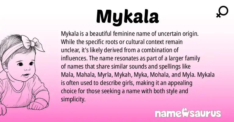 Infographic about Mykala name meaning, Mykala is a name from N/A origin(s).