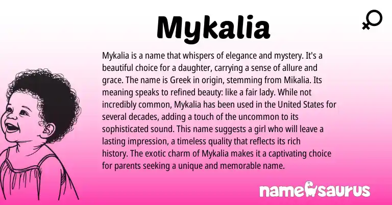 Infographic about Mykalia name meaning, Mykalia is a name from Greek origin(s).