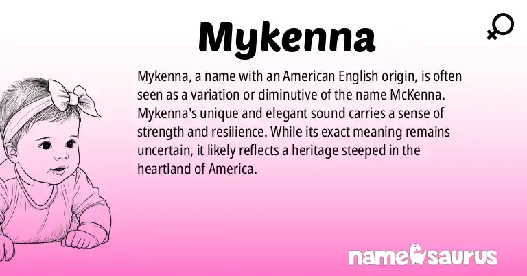 Infographic about Mykenna name meaning, Mykenna is a name from English (American) origin(s).