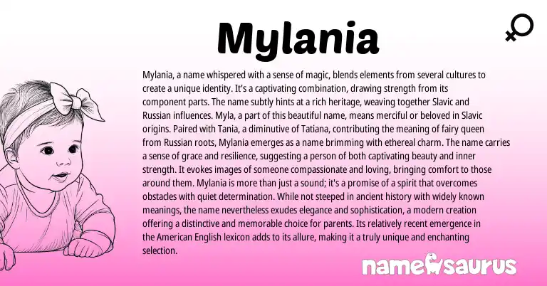 Infographic about Mylania name meaning, Mylania is a name from Russian, Slavic origin(s).