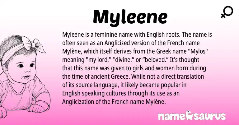 Infographic about Myleene name meaning, Myleene is a name from English origin(s).