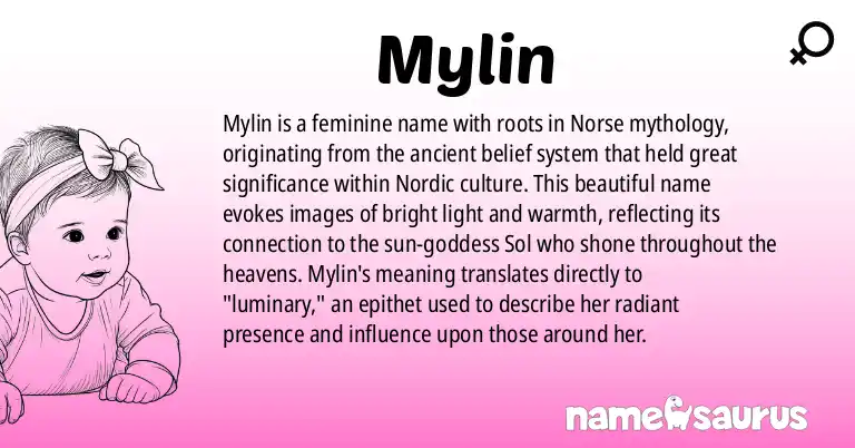 Infographic about Mylin name meaning, Mylin is a name from Norse Mythology origin(s).