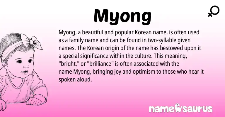 Infographic about Myong name meaning, Myong is a name from Korean origin(s).