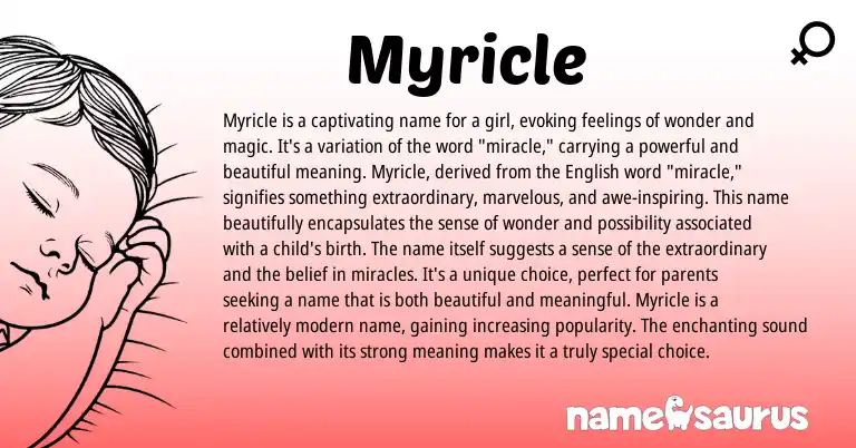 Infographic about Myricle name meaning, Myricle is a name from English origin(s).