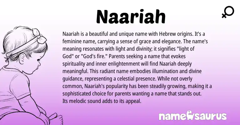 Infographic about Naariah name meaning, Naariah is a name from Hebrew origin(s).
