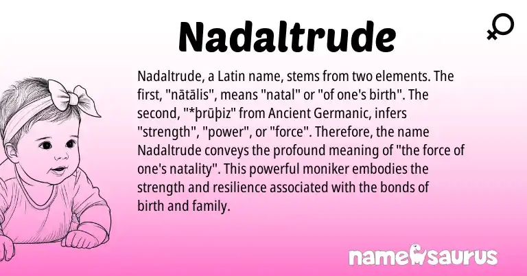 Infographic about Nadaltrude name meaning, Nadaltrude is a name from Latin, Ancient Germanic origin(s).