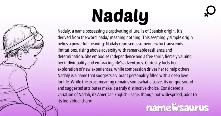 Infographic about Nadaly name meaning, Nadaly is a name from Spanish origin(s).