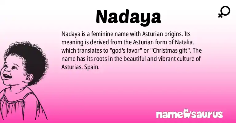 Infographic about Nadaya name meaning, Nadaya is a name from Asturian origin(s).
