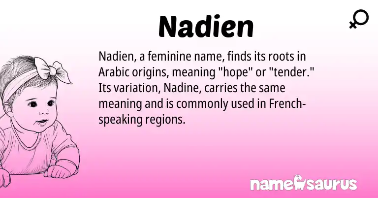 Infographic about Nadien name meaning, Nadien is a name from French, Arabic origin(s).