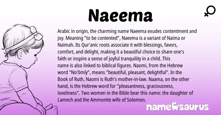 Infographic about Naeema name meaning, Naeema is a name from Arabic, Hebrew origin(s).