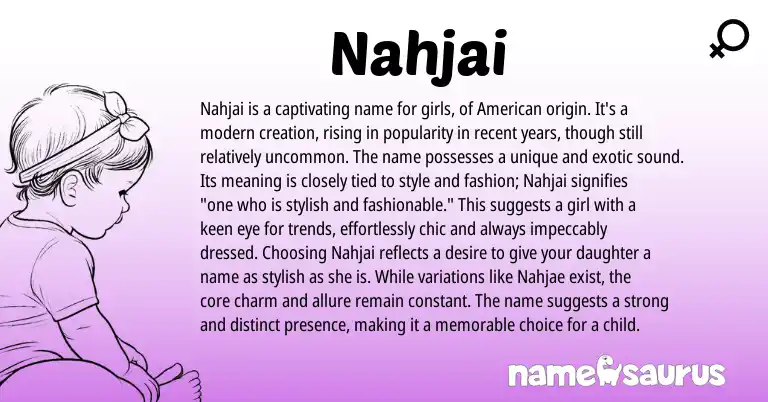 Infographic about Nahjai name meaning, Nahjai is a name from American origin(s).