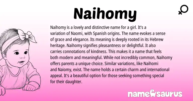 Infographic about Naihomy name meaning, Naihomy is a name from Hebrew, Spanish origin(s).