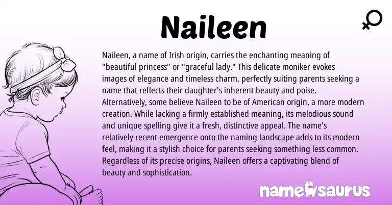 Infographic about Naileen name meaning, Naileen is a name from Irish origin(s).
