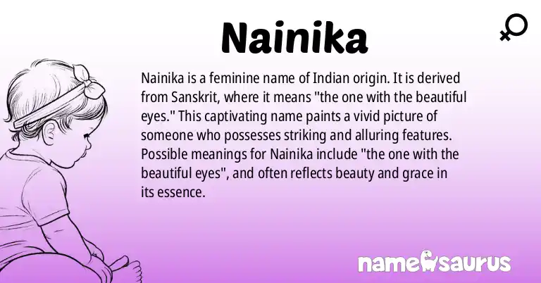 Infographic about Nainika name meaning, Nainika is a name from Indian origin(s).