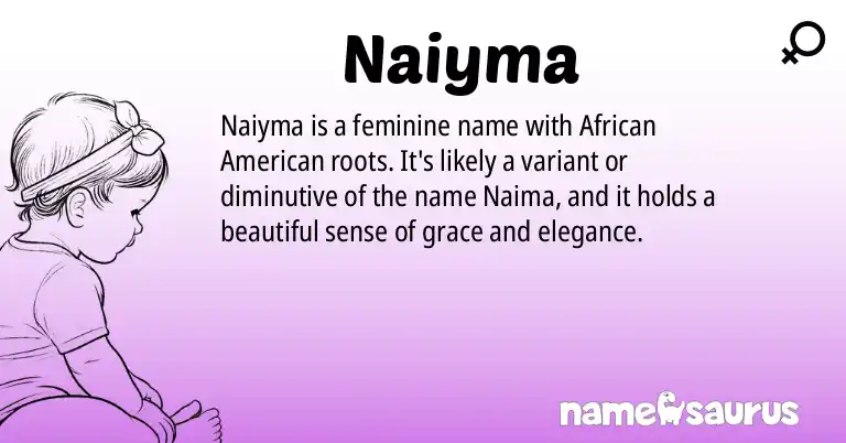 Infographic about Naiyma name meaning, Naiyma is a name from African American origin(s).