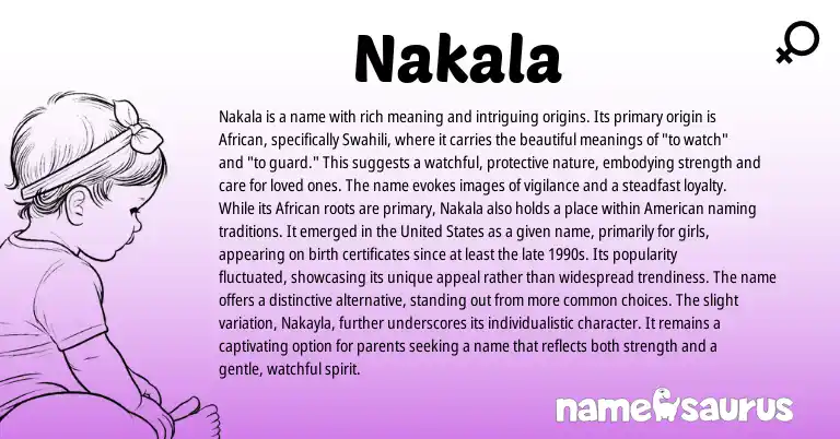 Infographic about Nakala name meaning, Nakala is a name from Swahili, African, Hawaiian origin(s).