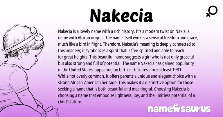 Infographic about Nakecia name meaning, Nakecia is a name from African, American origin(s).