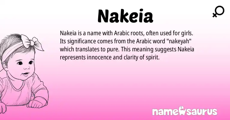 Infographic about Nakeia name meaning, Nakeia is a name from Arabic origin(s).