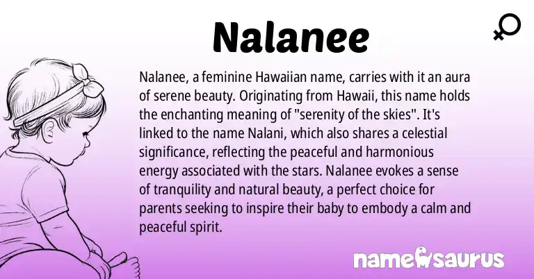 Infographic about Nalanee name meaning, Nalanee is a name from Hawaiian origin(s).