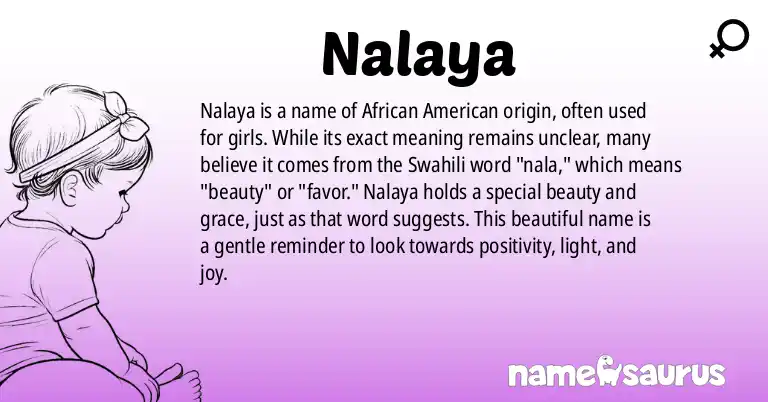Infographic about Nalaya name meaning, Nalaya is a name from African American origin(s).