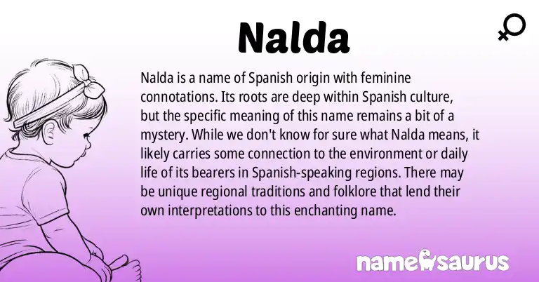 Infographic about Nalda name meaning, Nalda is a name from Spanish origin(s).