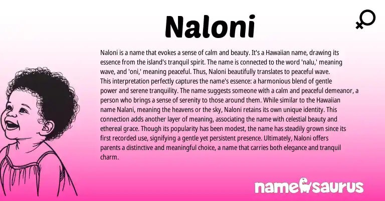 Infographic about Naloni name meaning, Naloni is a name from Hawaiian origin(s).