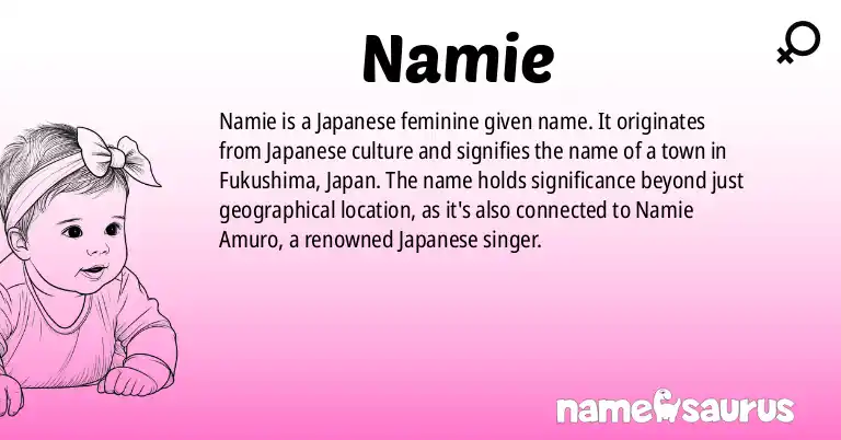 Infographic about Namie name meaning, Namie is a name from Japanese origin(s).