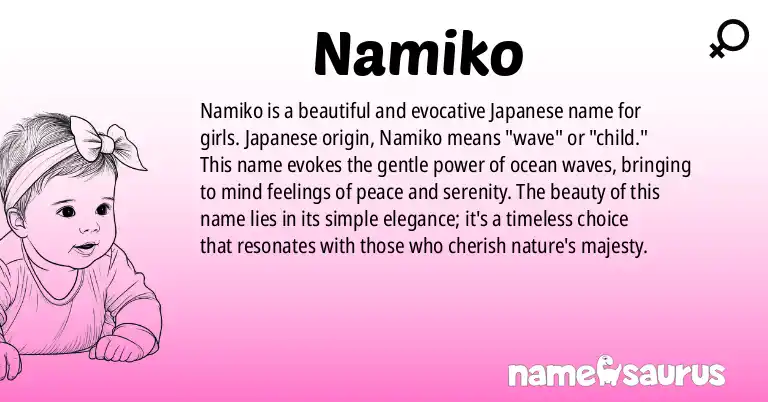 Infographic about Namiko name meaning, Namiko is a name from Japanese origin(s).