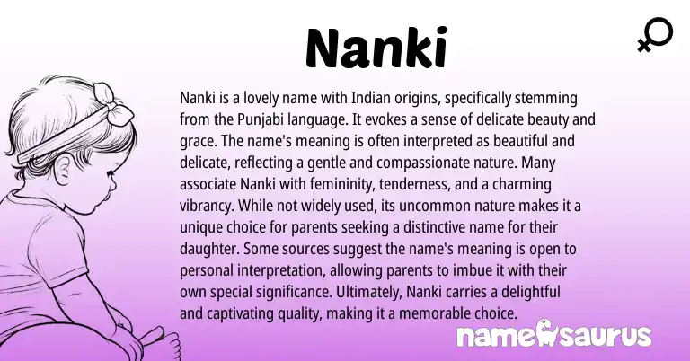 Infographic about Nanki name meaning, Nanki is a name from Punjabi, Indian origin(s).
