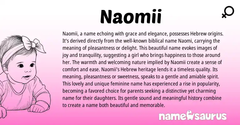 Infographic about Naomii name meaning, Naomii is a name from Hebrew origin(s).