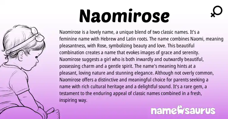 Infographic about Naomirose name meaning, Naomirose is a name from Hebrew origin(s).