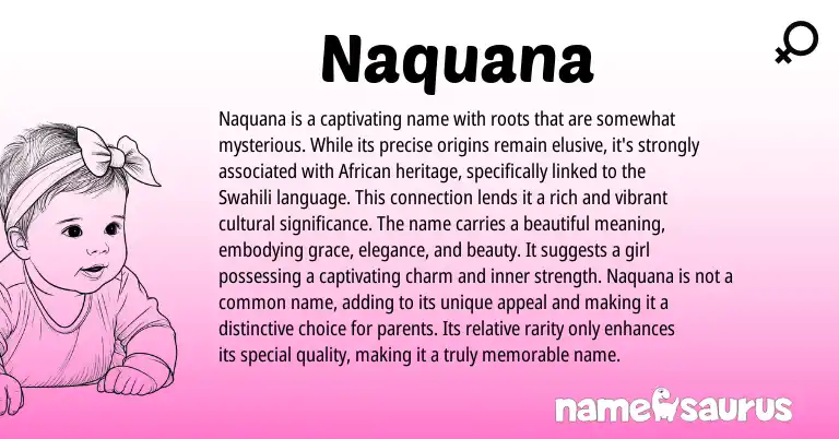 Infographic about Naquana name meaning, Naquana is a name from African, Swahili origin(s).