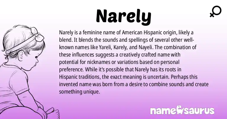 Infographic about Narely name meaning, Narely is a name from American (Hispanic) origin(s).