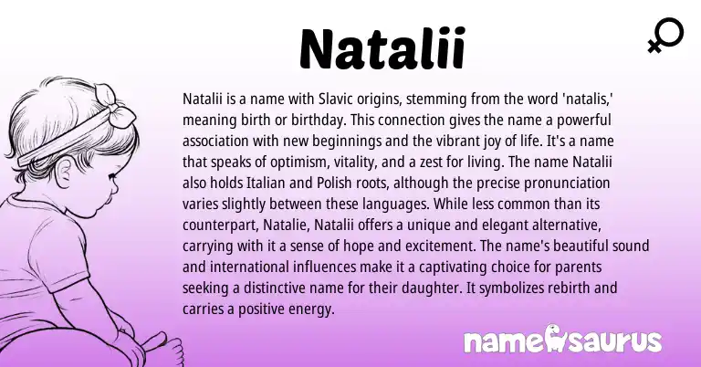 Infographic about Natalii name meaning, Natalii is a name from French, Slavic origin(s).