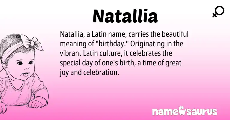 Infographic about Natallia name meaning, Natallia is a name from Latin origin(s).
