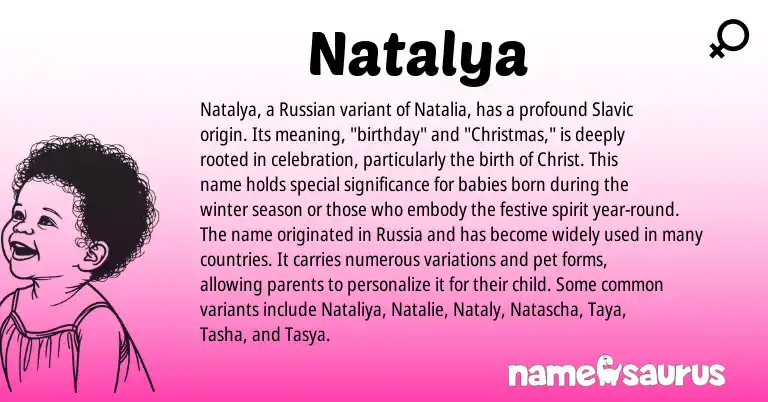 Infographic about Natalya name meaning, Natalya is a name from Russian, Slavic origin(s).